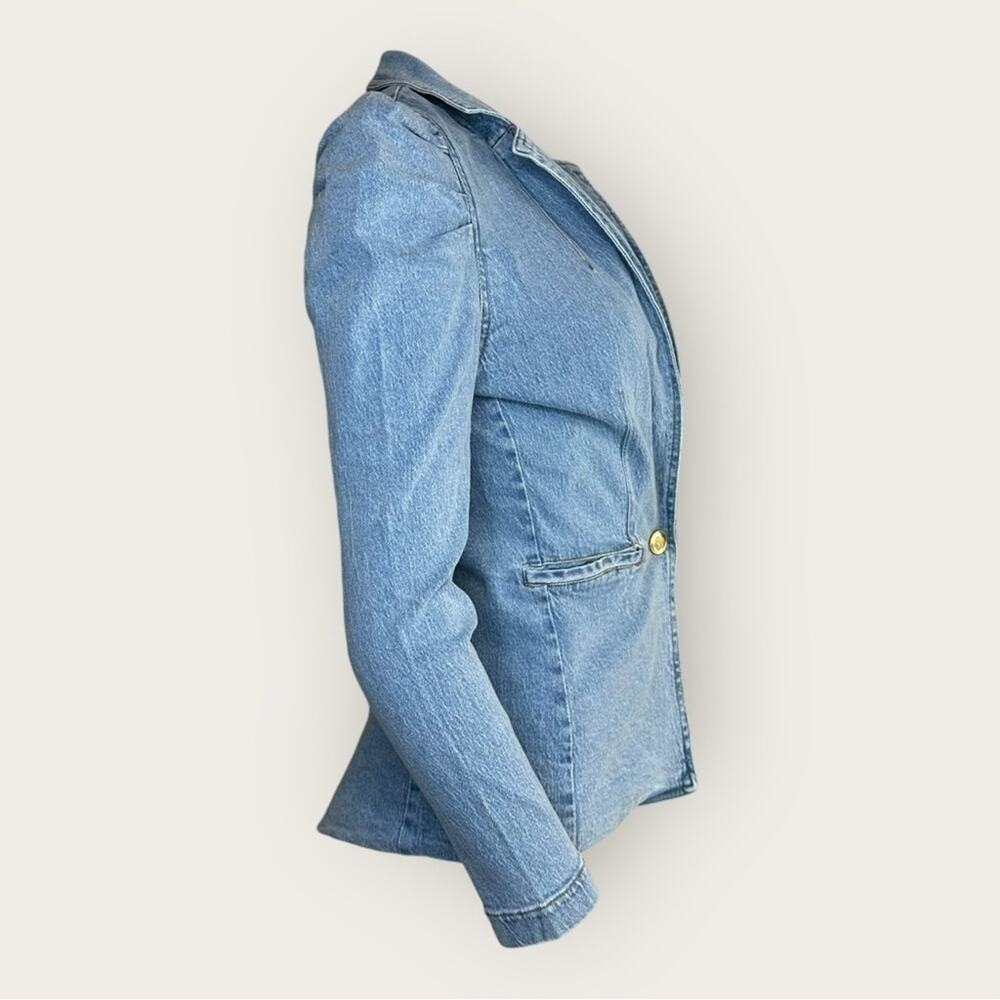 NWT | Elan | Puff Sleeve Denim Jacket | Blue | Medium - Picture 5 of 13
